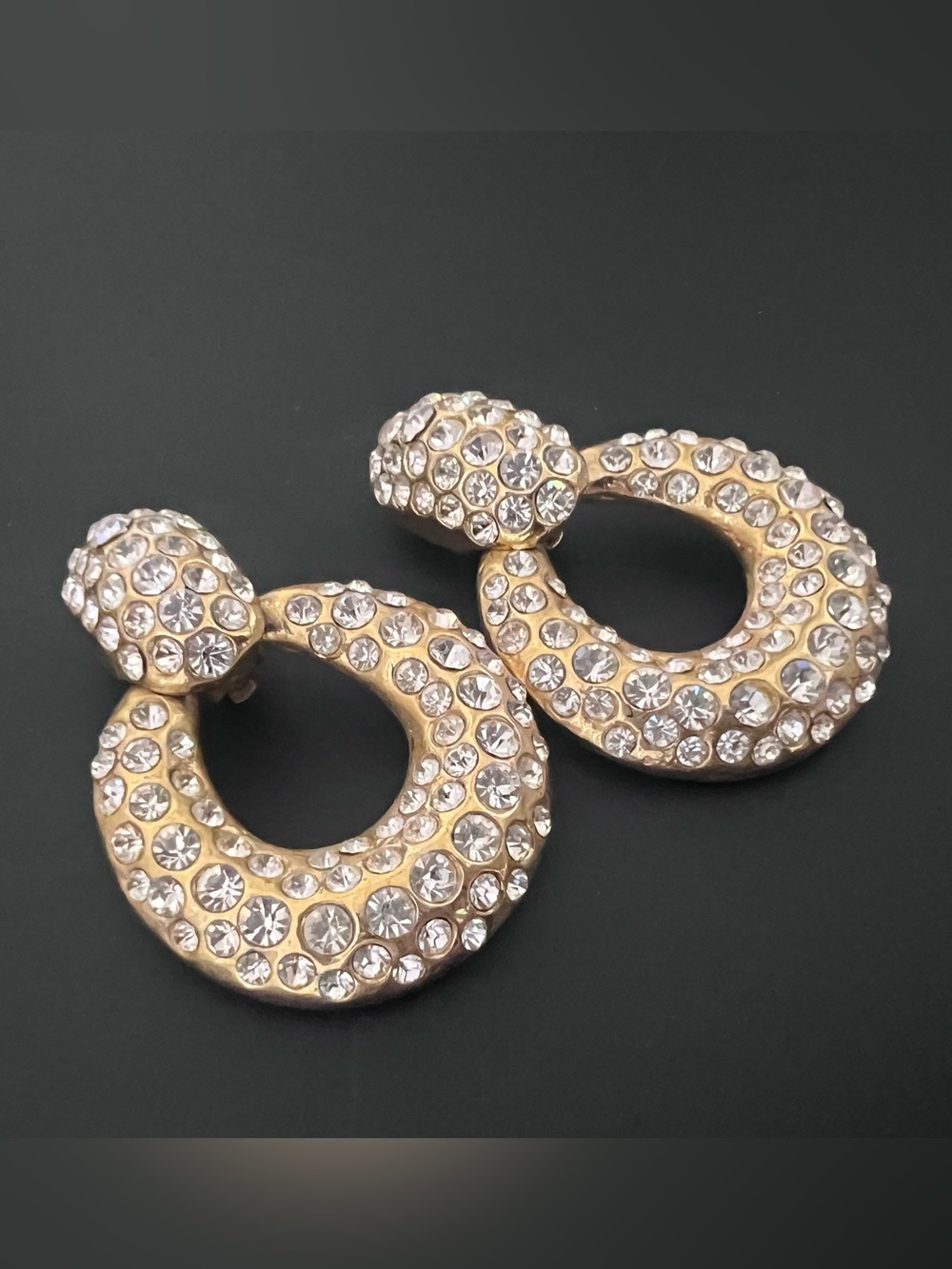 Gold-Tone Crystal Hoop Drop Earrings - Women's Jewelry